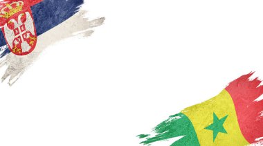 Beyaz Arkaplanda Sırbistan ve Senegal Bayrakları